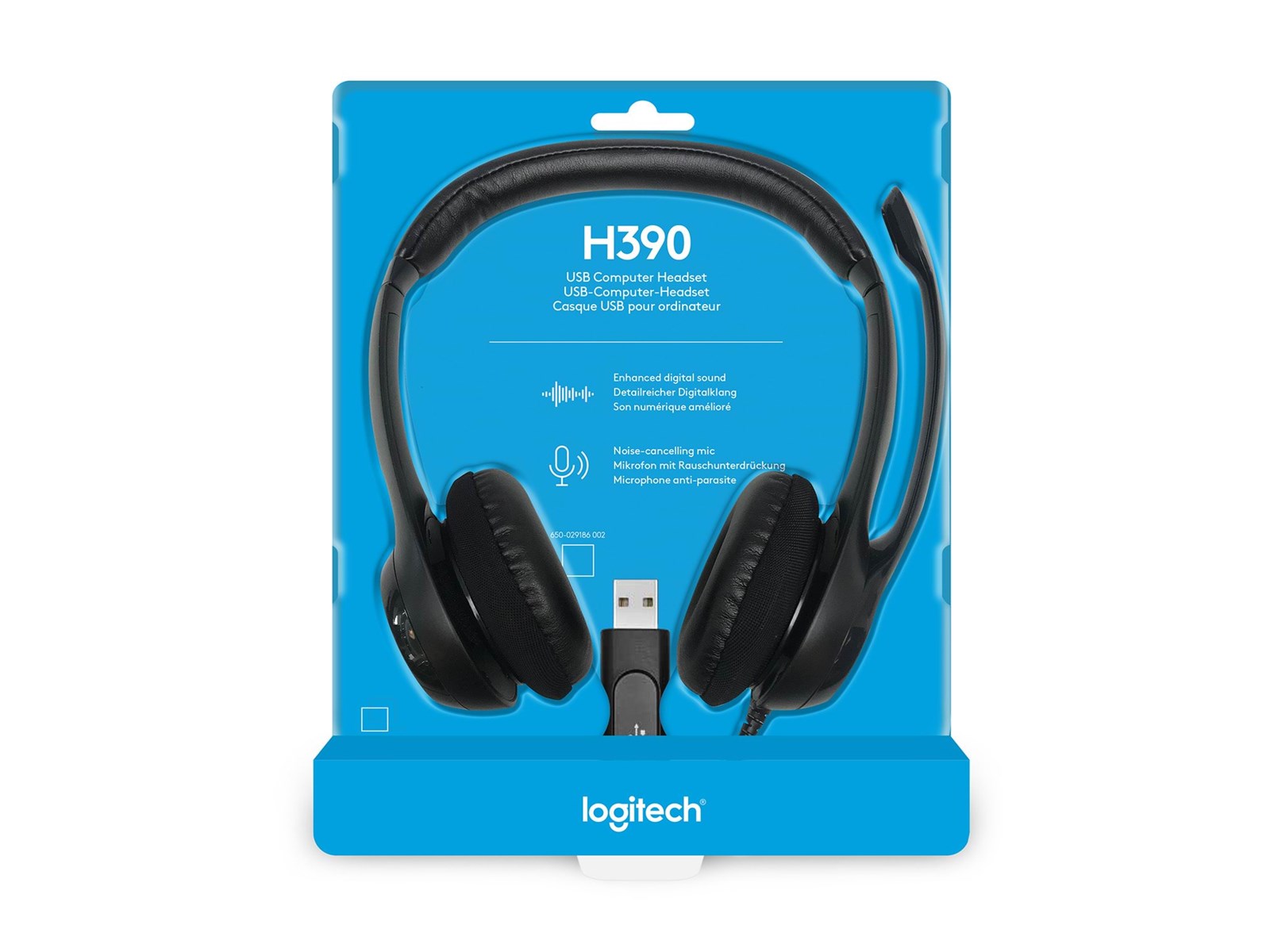 INF Logitech Computer-Headset H390 USB, USB, Schwarz, Integriertes