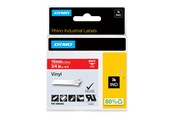Papier, Fotopapier und Etiketten - DYMO Rhino-Industrie-Vinyletiketten | 19 mm x 5,5 m | weiß auf rot | selbstklebendes Schriftband - 1805422