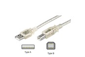USB Kabel - Pro USB-A <-> USB-B 2.0 - 1m - Transparent - 4040849686061