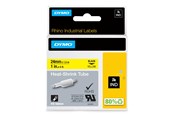 Papier, Fotopapier und Etiketten - DYMO Rhino Industrie Schrumpfschlauch-Kabeletiketten | 12 mm, 1,5 m | Schwarz auf gelb - 18056