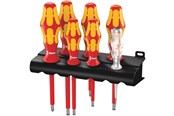 Handwerkzeuge - Wera 160 i/7 Rack Schraubendrehersatz Kraftform Plus Serie 100 + Spannungsprüfer + Rack, 7-teilig - 05006147001