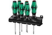 Handwerkzeuge  - Wera 335/350/355/6 Schraubendrehersatz Kraftform Plus Lasertip + Rack, 6-teilig - 05105622001