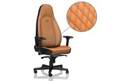 Gaming Stühle - noblechairs ICON Series Real Leather - Cognac / Black Gaming Stuhl - Braun / Schwarz - Leder - Bis zu 150 kg - NBL-ICN-RL-CBK