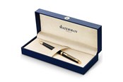 Utensilien zum Schreiben und Zeichnen - Waterman Hémisphère Kugelschreiber | Hochglänzend Schwarz mit Zierteile aus 23 K Gold | Mittlere Spitze | Blaue Tinte | Geschenkbox - S0920670