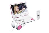 Blu-ray & DVD-Spieler - Lenco DVP-910PK - Portable 9" DVD player with USB headphones and mounting bracket - Pink/White - DVP910PINK