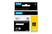 Papier, Fotopapier und Etiketten - DYMO Rhino Industrie Permanente Polyesteretiketten | 12 mm x 5,5 m | Schwarz auf Transparent - 622289