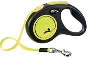 Hunde - Flexi New Neon Tape Leash Yellow 15kg 5M - FL-3518