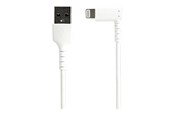 Display Kabel - StarTech.com 2m/6.6ft Angled Lightning to USB Cable - MFI Certified - White - Lightning cable - Lightning / USB - 2 m - RUSBLTMM2MWR