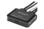 KVM Switches - StarTech.com 2 Port USB 4K60Hz DisplayPort KVM Switch with Built-In Cables - KVM / audio switch - 2 ports - SV211DPUA4K