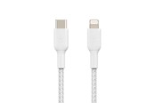 Display Kabel - Belkin BoostCharge USB-C to Lightning Cable - Braided - 2m - White - CAA004bt2MWH
