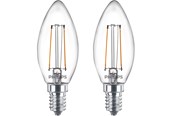 LED-Birnen - Philips LED-Lampe Classic Candle 2W/827 (25W) Clear 2-pack E14 - 929001238341
