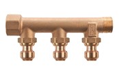 PEX-Systeme - Roth manifold 3 outlets x 15 mm insert gunmetal - 17046217.403