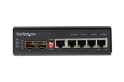 Switches - StarTech.com Industrial 5 Port Gigabit Ethernet Switch - 4 PoE RJ45 +2 SFP Slots 30W PoE+ 12-48VDC 10/100/1000 Rugged Power Over Ethernet LAN Switch -40C to 75C - DIN Mountable - switch - 6 ports - IES1G52UP12V