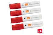 Konferenz und Präsentation - Nobo  Glide Boardmarker, trocken abwischbar, große Keilspitze, 4 Stück Rot - 1915390