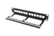 Netzwerkzubehör - Lanberg PPKS-9112-B Patch Panel Blank 12-Port 1U with Organizer for Keystone Modules Black - PPKS-9112-B