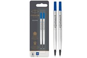 Utensilien zum Schreiben und Zeichnen - Parker Ersatzminen für Tintenroller | mittlere Spitze | blaue QUINK Tinte | 2 Stück - S0881490