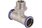Druckrohre und Armaturen - Geberit mapress stainless steel t-piece with male thread: d=22mm r=3/4 d1=22mm - 31458