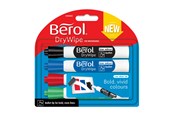 Konferenz und Präsentation - Berol Trocken abwischbarer Whiteboard-Marker, Punktspitze: 2 mm – farblich sortiert, 4er-Pack - 1984863