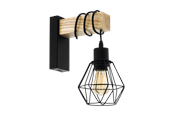 Lampen - EGLO TOWNSHEND 5 Wandleuchte, schwarz, braun - 44078