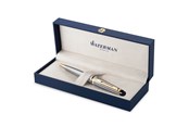 Utensilien zum Schreiben und Zeichnen - Waterman Expert Kugelschreiber | Edelstahl mit Zierteile aus 23 K Gold | Mittlere Spitze | Blaue Tinte | Geschenkbox - S0952000