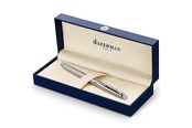 Utensilien zum Schreiben und Zeichnen - Waterman Hémisphère Füller | Edelstahl mit Chromzierteile | Füllfederhalter mit feiner Feder und blauer Tinte | Geschenkbox - S0920410