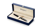 Utensilien zum Schreiben und Zeichnen - Waterman Hémisphère Tintenroller | Hochglänzend Schwarz mit Chromzierteile | feine Spitze | Schwarze Tinte | Geschenkbox - S0920550