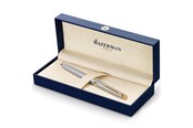 Utensilien zum Schreiben und Zeichnen - Waterman Hémisphère Füller | Edelstahl mit Zierteile aus 23 K Gold | Füllfederhalter mit feiner Feder und blauer Tinte | Geschenkbox - S0920310