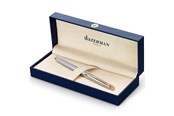 Utensilien zum Schreiben und Zeichnen - Waterman Hémisphère Füller | Edelstahl mit Zierteile aus 23 K Gold | Füllfederhalter mit mittlerer Feder und blauer Tinte | Geschenkbox - S0920330