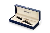 Utensilien zum Schreiben und Zeichnen - Waterman Carène Black Sea Füller | hochglänzend Schwarz mit Clip aus 23-karätigem Gold | Füllfederhalter mit feiner Feder | blaue Tinte | Geschenkbox - S0700300