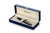 Utensilien zum Schreiben und Zeichnen - Waterman Carène Black Sea Kugelschreiber | hochglänzend Schwarz mit Palladiumzierteilen | mittlere Schreibspitze | blaue Tinte | Geschenkbox - S0293950
