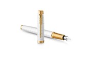 Utensilien zum Schreiben und Zeichnen - Parker IM Füller | Perlfarbene Premium-Lackierung mit goldenen Zierteilen | Füllfederhalter mit feiner Feder und blauer Tinte | Geschenkbox - 2143649