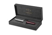 Utensilien zum Schreiben und Zeichnen - Parker Sonnet Füller | Premium Metal & Red Satinierung mit Chromverkleidung | Füllfederhalter mit feiner 18 Karat Goldfeder und schwarzer Tintenpatrone | Geschenkbox - 2119650