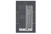 Utensilien zum Schreiben und Zeichnen - Parker Jotter Duo-Geschenkset mit Kugelschreiber und Druckbleistift (0,5 mm) | Edelstahl mit Chromzierteilen | Nachfüllmine mit blauer Tinte | Geschenkbox - 2093256