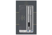 Utensilien zum Schreiben und Zeichnen - Parker Jotter Duo-Geschenkset mit Kugelschreiber und Füller | Edelstahl mit Chromzierteilen | Nachfüllmine und -patronen mit blauer Tinte | Geschenkbox - 2093258