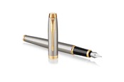 Utensilien zum Schreiben und Zeichnen - Parker IM Füller | Brushed Metal | Füllfederhalter mit mittlerer Feder | blaue Tinte | Geschenkbox - 1931656