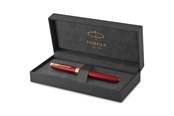 Utensilien zum Schreiben und Zeichnen - Parker Sonnet Tintenroller | Rote Lackierung mit Goldzierteilen | feine Spitze | Schwarze Tinte | Geschenkbox - 1931475