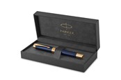 Utensilien zum Schreiben und Zeichnen - Parker Duofold Prestige Füller | Blue Chevron | Größe Centennial | Füllfederhalter mit feiner Feder aus Massivgold | schwarze Tinte und Konverter | Geschenkbox - 1931369