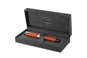 Utensilien zum Schreiben und Zeichnen - Parker Duofold Classic Füller | Big Red Vintage | Größe Centennial | Füllfederhalter mit feiner Feder aus Massivgold | schwarze Tinte und Konverter | Geschenkbox - 1931375