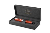 Utensilien zum Schreiben und Zeichnen - Parker Duofold Classic Füller | Big Red Vintage | Größe Centennial | Füllfederhalter mit mittlere Feder aus Massivgold | schwarze Tinte und Konverter | Geschenkbox - 1931376
