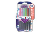 Utensilien zum Schreiben und Zeichnen - Paper Mate Flair Stifte | Metallic-Filzstifte | mittlere Spitze (0,7 mm) | glitzernde Tinte glänzt auf weißem Papier | farblich sortiert | 6 Stück - 2137361