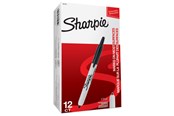 Utensilien zum Schreiben und Zeichnen - Sharpie Permanentmarker mit einziehbarer Spitze | fein | schwarz | 12 Stück - S0810840