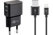 Handys - Adapter und Ladegeräte - Pro Dual Apple Lightning charger set 2.4 A black 1 m - 4040849449956