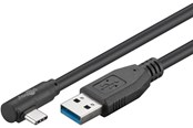 USB Kabel - Pro USB-A <-> USB-C - 90° - 3m - USB 3.2 Gen 1 - Schwarz - PUSB3.2G1-AC-1x90-BLK-3M