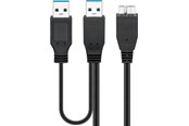 USB Kabel - Pro USB 3.0 dual power SuperSpeed cable Black - 4040849957468