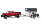 Spielzeugauto - Bruder RAM 2500 Power Wagon with horse trailer and horse - 02501