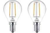 LED-Birnen - Philips LED-Lampe Classic Mini-ball 2W/827 (25W) Clear 2-pack E14 - 929001238698