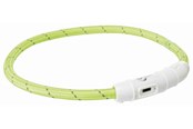 Hunde - Trixie Flash Light Ring USB Illuminated Dog Safety Collar Green Size L-XL 7mm 65cm - TX12702