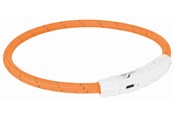Hunde - Trixie Flash Light Ring USB Illuminated Dog Safety Collar Orange Size M-L 7mm 45cm - TX12704
