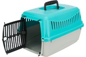 Hunde - Trixie Capri transport box XXS: 26 × 25 × 39 cm light grey/turquoise - TX39803