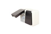 Schaltereinheiten - Gripo Socket double IP54 horizontal, Black/grey - 5709119079857